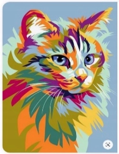 Teemantmaal Pastelne kass 30 × 40 cm