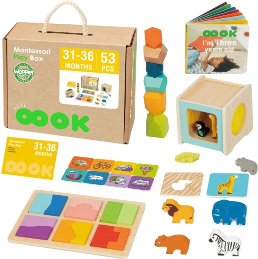 Montessori mängukarp 7in1 puidust hariduslik komplekt lastele 31–36 kuud fsc