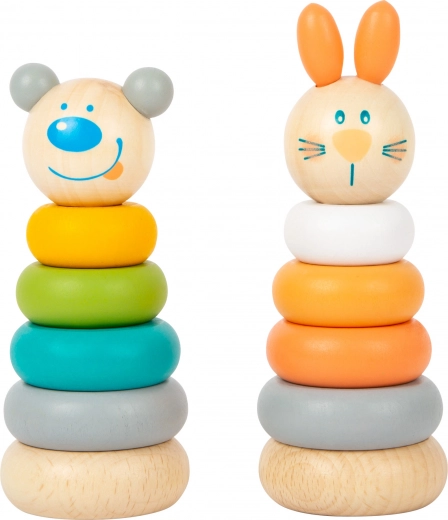 SMALL FOOT pastel stacking tower – wooden bunny and bear set