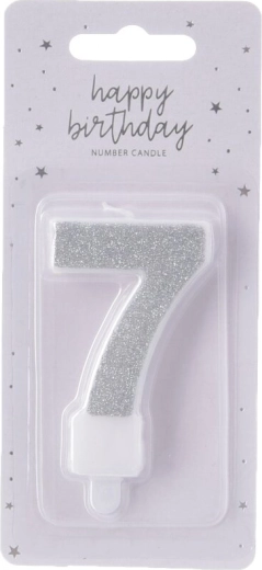 Number 7 Silver Cake Candle