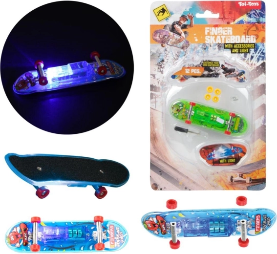 Sõrmeskate valgusega 9,5 cm – plastist mini fingerboard