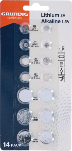 GRUNDIG AG ja CR nööppatareide komplekt, 14 tk