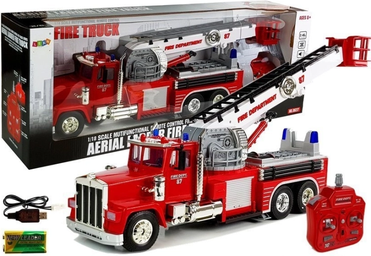 Fire Truck 60 cm with extendable rotating ladder R/C sound siren lights