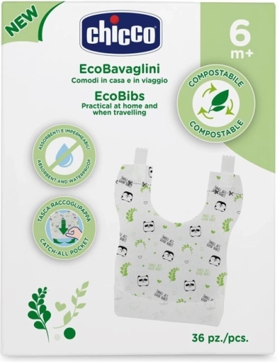 Chicco disposable compostable bibs 36 pcs