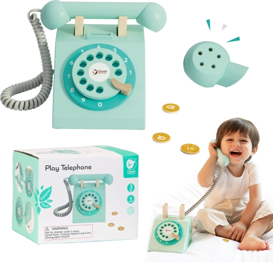 Classic World Wooden Vintage Telephone for Children