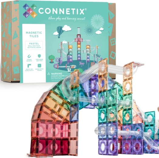 Connetix Pastel Ball Run komplekt magnetehitistest 106 tk kuulirajaga