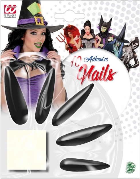 Black long witch adhesive nails