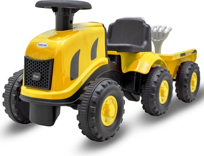 Laste sõiduktraktor haagise ja tööriistadega Baby Mix Benny, kollane