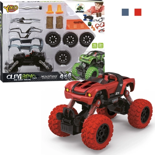 1:32 4WD Off-Road Car Building Kit with Pull-Back Drive, 15 Pieces