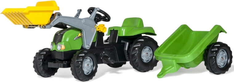Rolly Toys rollyKid-X pedal tractor with loader and trailer, green