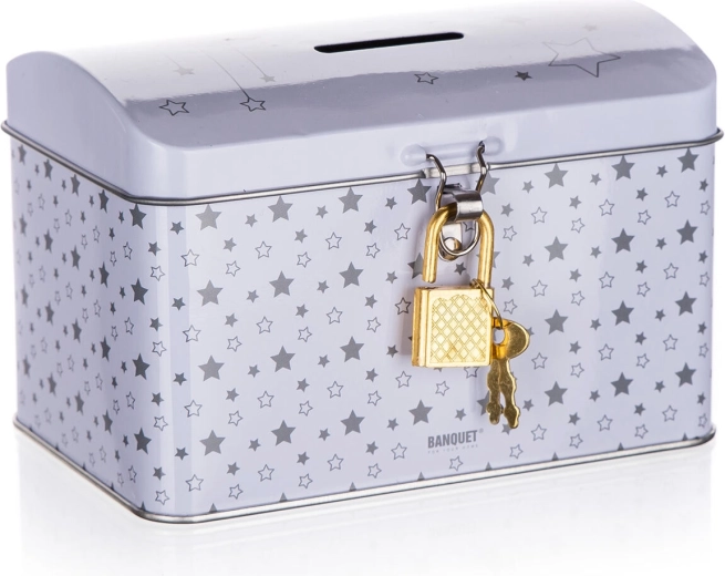 4Kids valge metallist hoiukirstu kujuline rahakassa 12,8 × 8,4 × 8,4 cm