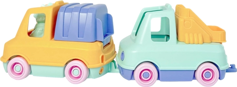 Simple. set of toy cars for sand and water – fire truck and garbage truck