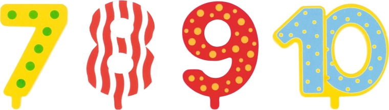 Täiendavad numbrid 7–10 sünnipäevarongile