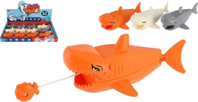 Wind-up plastic shark for water 13 × 8 cm, 3 colors