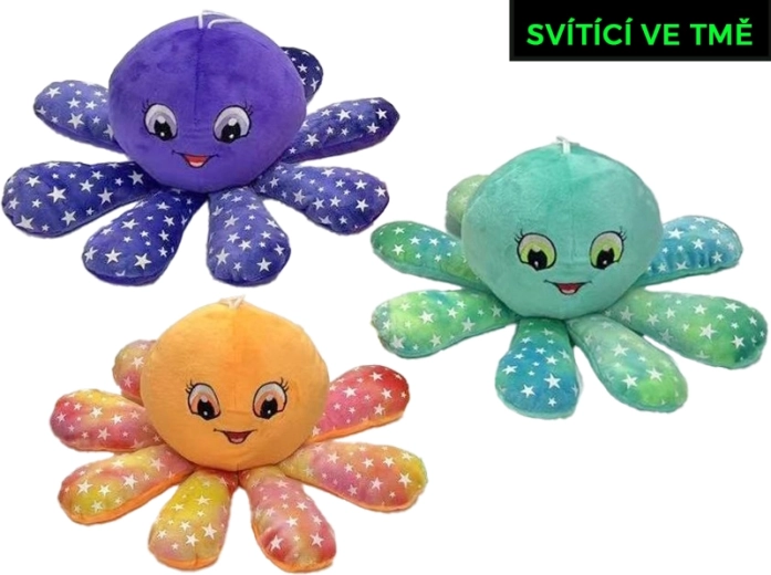 Plüüsist kaheksajalg 10 cm, pimedas helendav