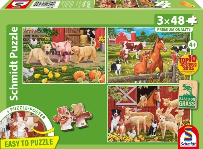 Farm Animals Puzzle 3×48 pieces