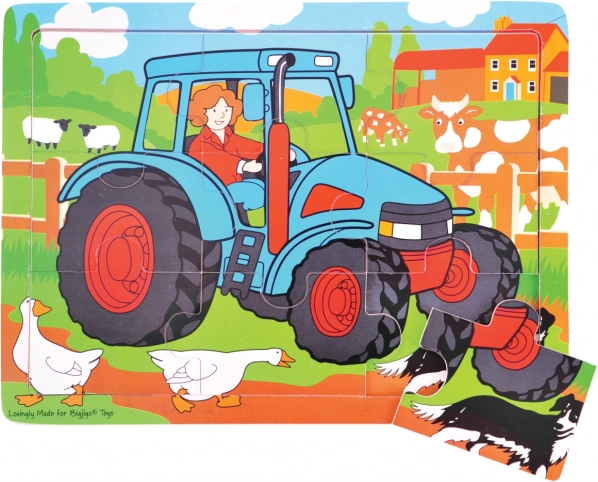 Wooden Tractor Puzzle, 9 Pieces – Bigjigs Toys
