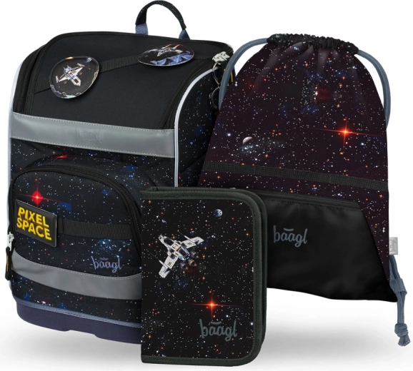 BAAGL koolikomplekt: Zippy Plus Pixel Space – ranits, pinal, kott