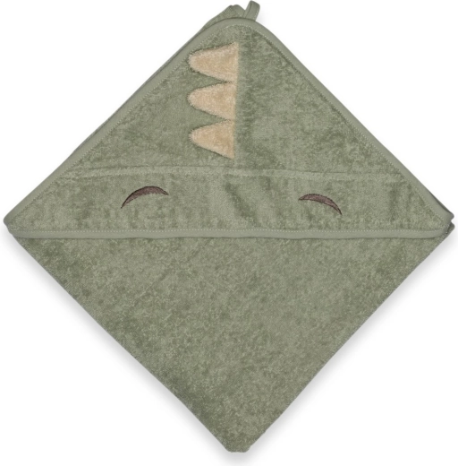 NuuRoo Aki baby hooded towel light green dino