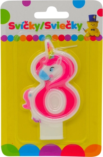 Birthday candle unicorn number 8