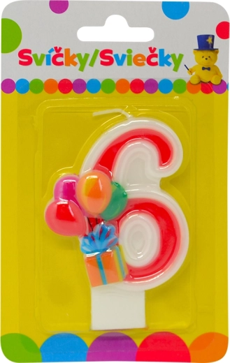 Birthday candle with balloons – number 6