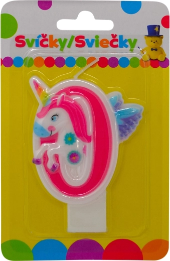 Birthday candle with unicorn number 0