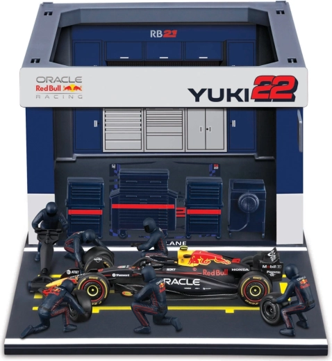 Bburago Formula Racing F1 Pit Pass komplekt Oracle Red Bull Racing RB21 (2025) Yuki Tsunoda 1:43