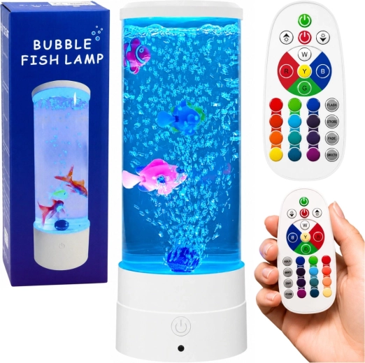 Decorative Night LED Aquarium Lamp with Fish RGB (16 Colors), White, USB