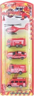 Plastist tuletõrjeautode komplekt – 5 tk