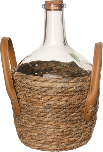 Punutud klaasist demijohn 2,15 l korkkorgiga