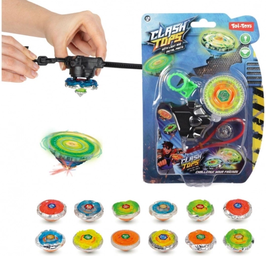 Light-up mechanical gyroscope 5 cm with metal elements and launcher