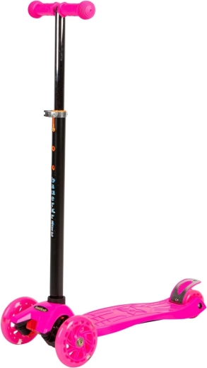 Pink balancing three-wheel folding scooter with LED light-up wheels