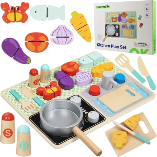 Wooden Kitchen with Accessories for Little Chef