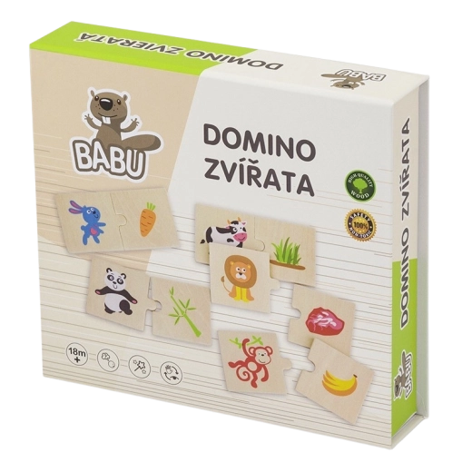 Babu puidust doomino loomadega