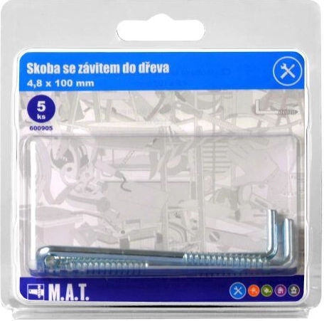 Puidukruviga klamber 100 × 4,8 mm, tsingitud (5 tk)
