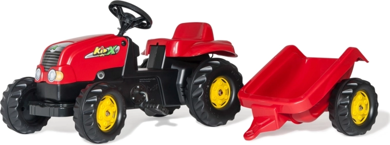 Rolly Toys pedaaltraktor Rolly Kid-X haagisega, punane
