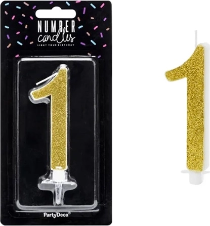 Sünnipäevaküünal tordile number 1, kuldne – 1 tk