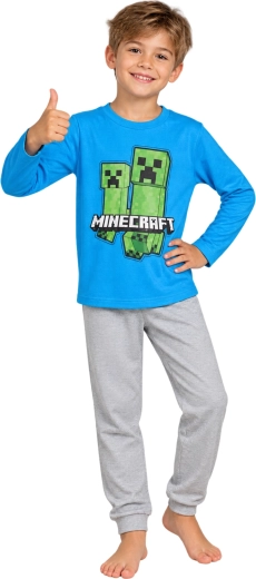 Children's Minecraft Pajamas in Blue and Gray