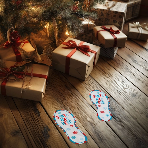 Jõulune kleebis „Santa was here“ jalajäljed 25 × 10 cm – 2 tk