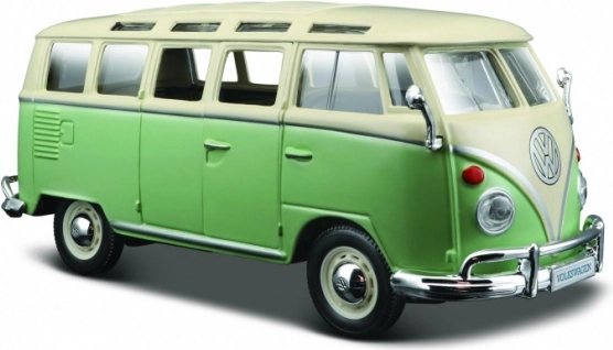 Metallmudel Volkswagen Van Samba beež-roheline 1:24