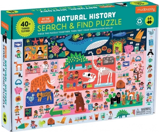 Mudpuppy Puzzle Build & Seek Natural History Museum 64 Pieces