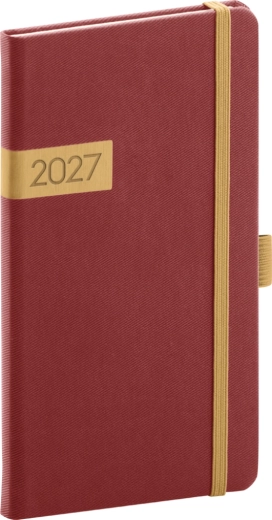 Notique taskumärkmik Twill 2027 bordo-kuldne 9 × 15,5 cm