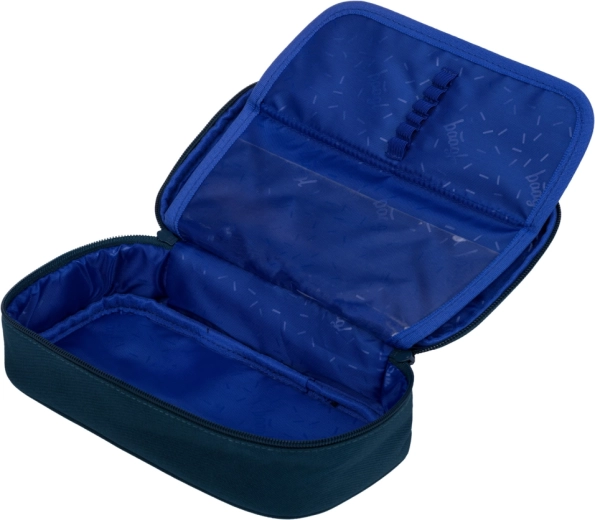 Spacious pencil case with flaps and pocket