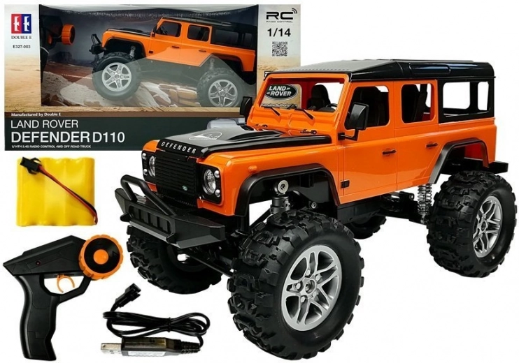 RC car LAND ROVER Defender 1:14 – orange 4x4 remote-controlled off-road car