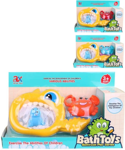 Bath fishing set with a net and squirting animals