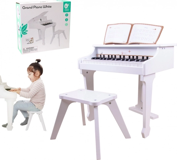 Kids’ white piano with bench and music book CLASSIC WORLD