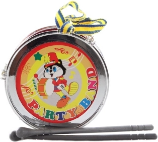 Plastic drum 13 cm with drumsticks