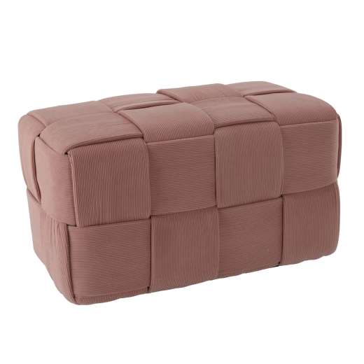 Pink Knitted Rectangular Pouf 72 × 38 × 38 cm
