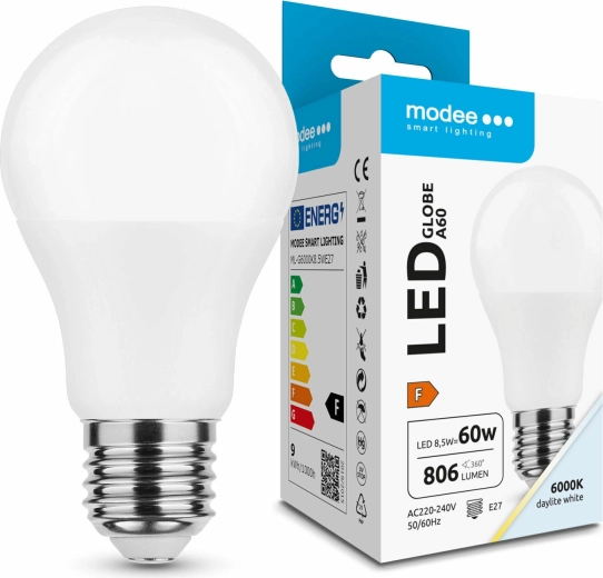 LED-pirn E27 8,5 W külm valge MODEE SMART LIGHTING Globe A60