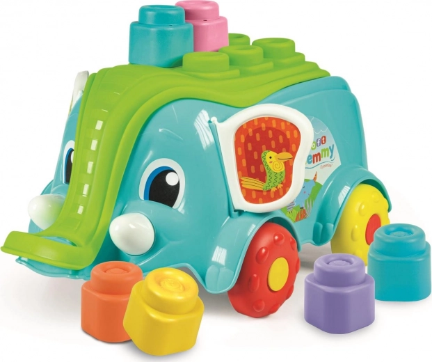 Clemmy Baby Elephant Cart with 10 Blocks